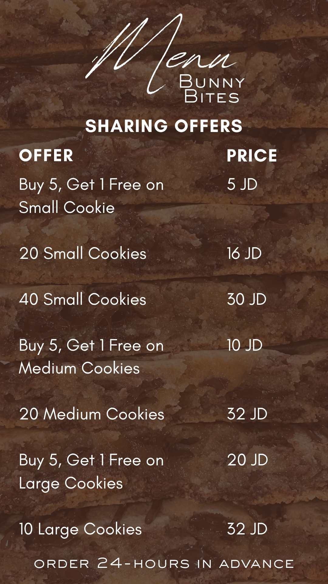 Menu page with sharing offers