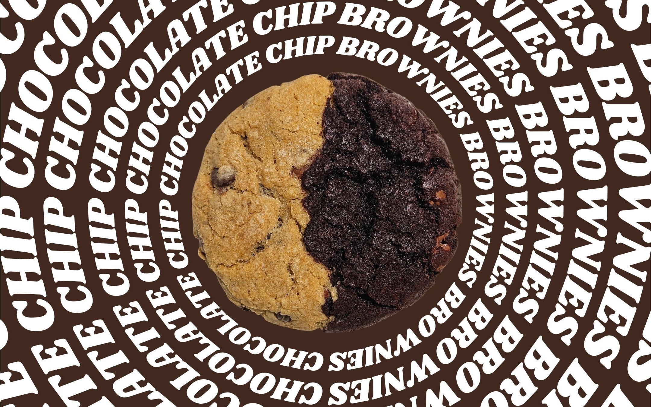 Social post with a split cookie ringed by type