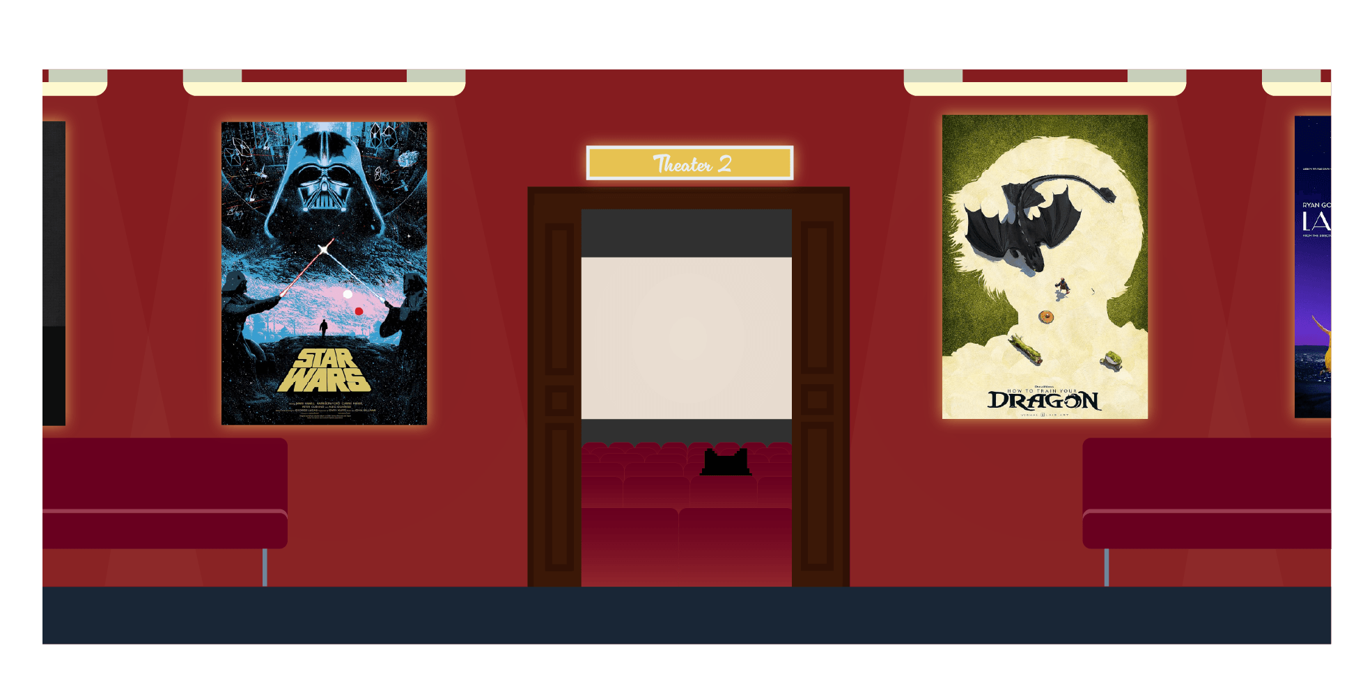 Cinema concession stand background for the announcement video