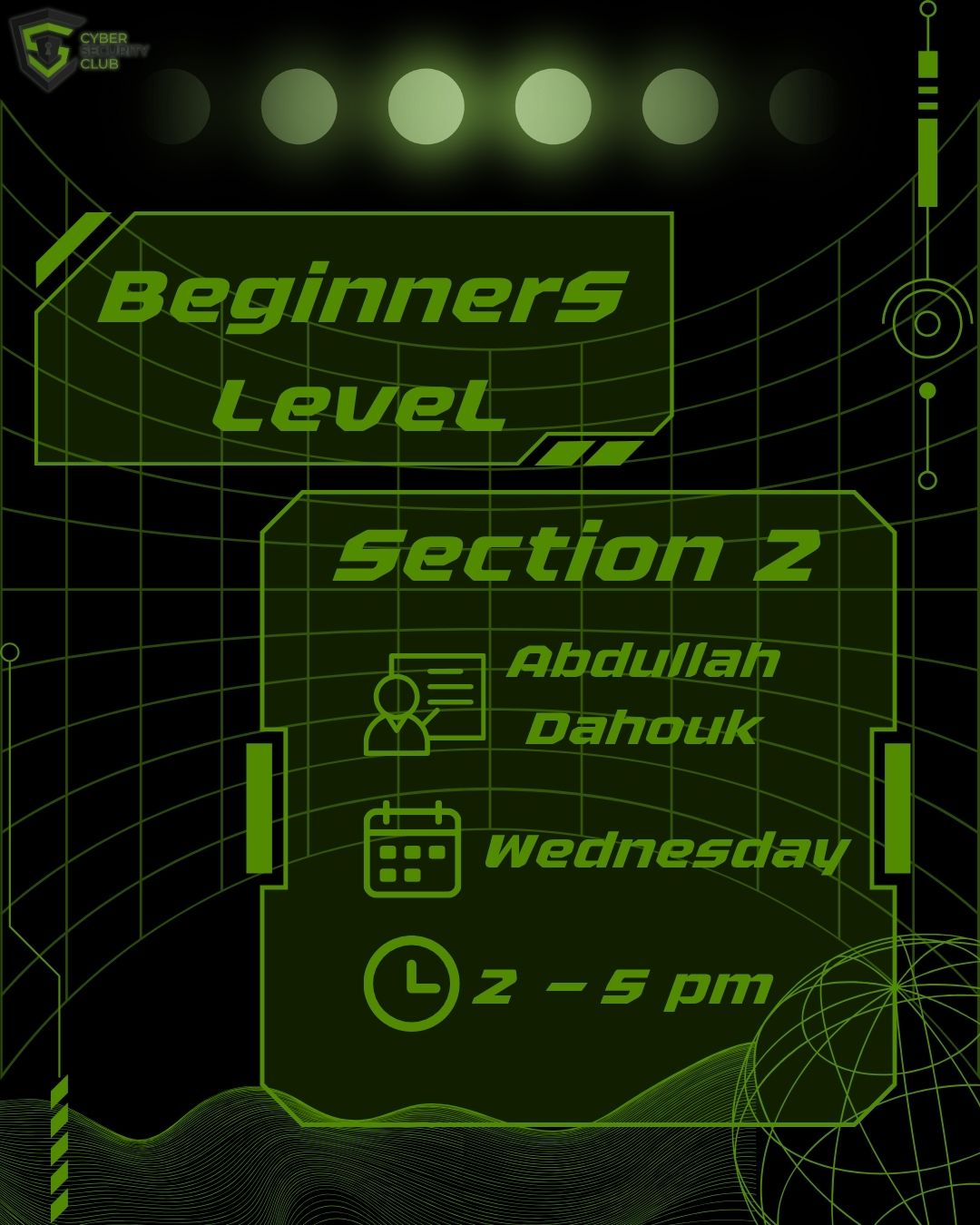 Beginners Level section 2 schedule poster