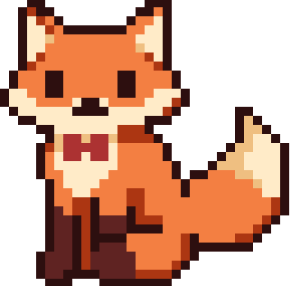 Pixel art fox wearing a bow tie