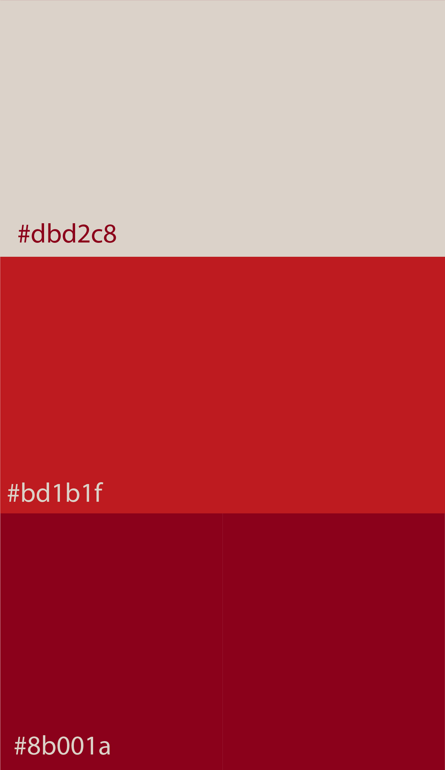 Three-colour palette from cream to deep red