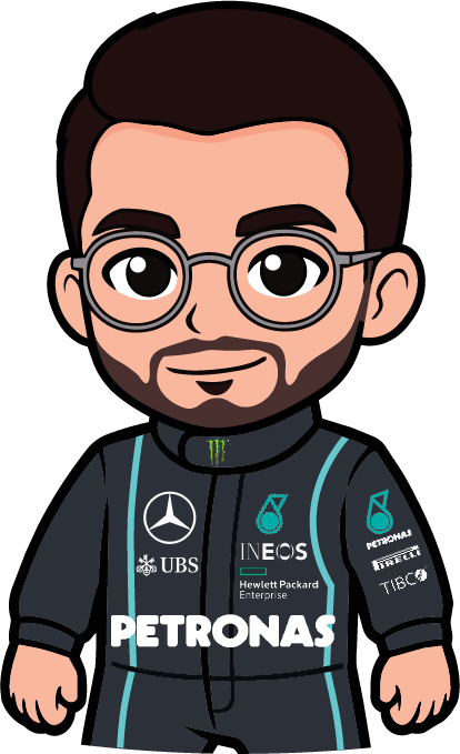 Cartoon driver in a racing suit