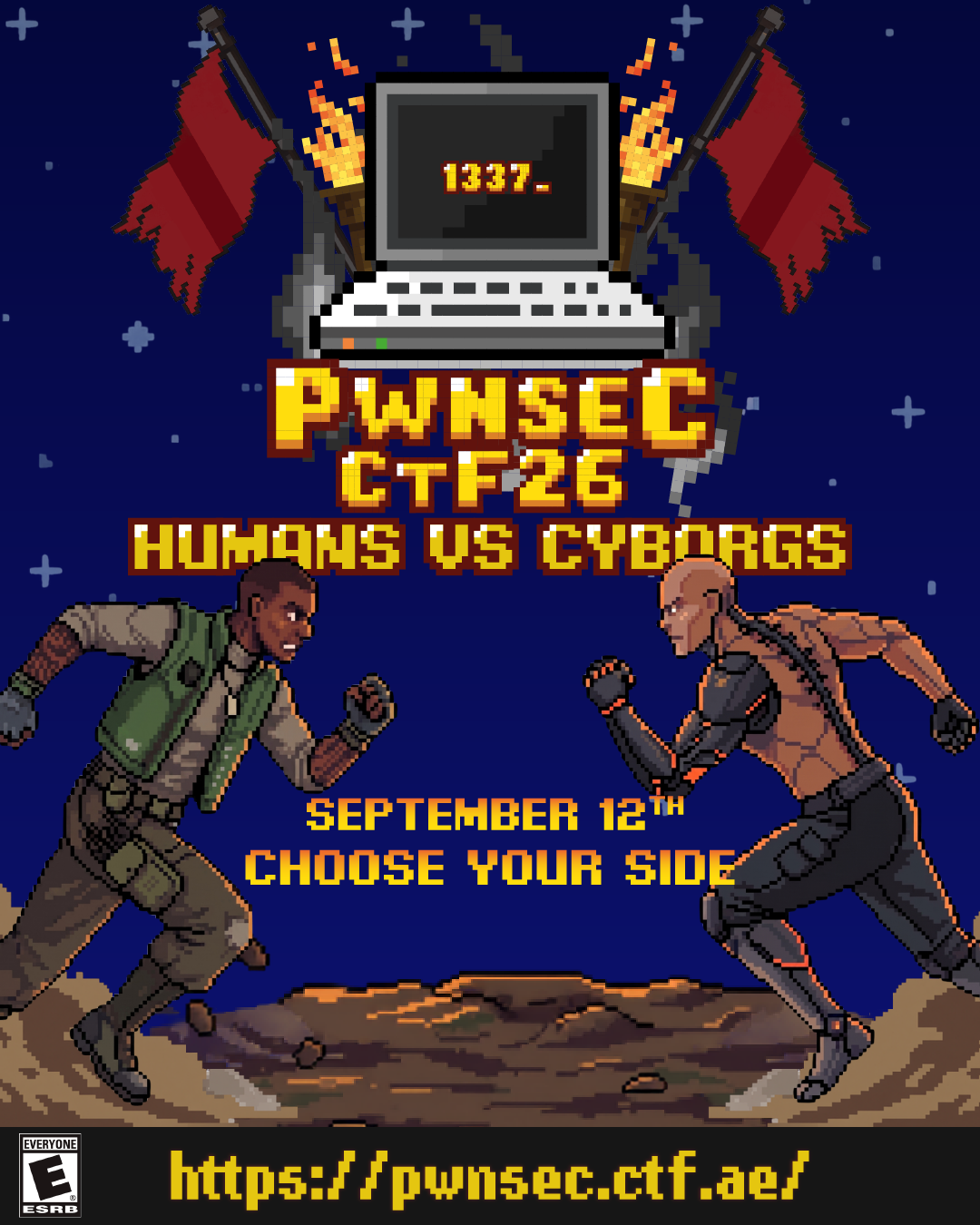 PWNSEC CTF 26 Humans vs Cyborgs announcement poster