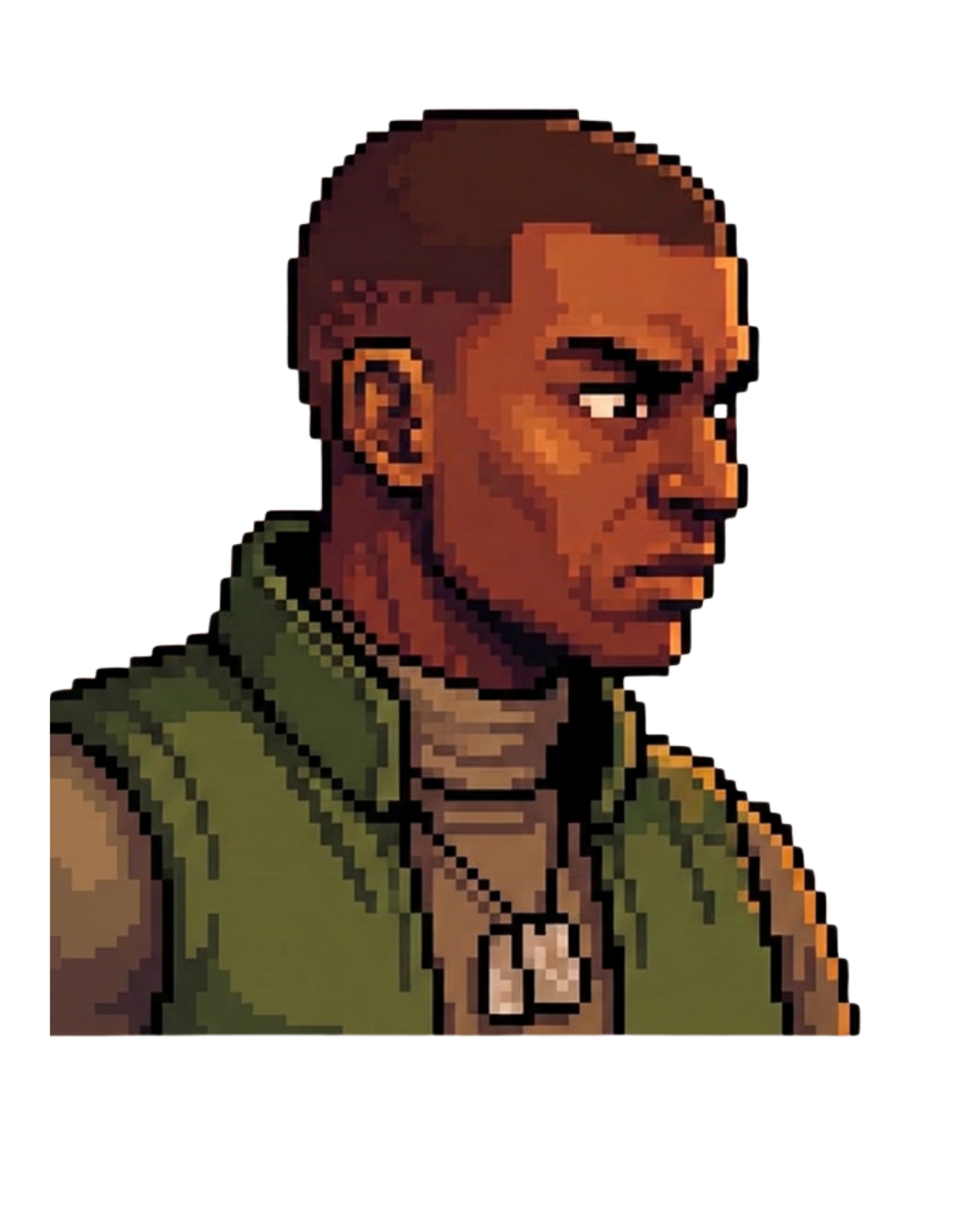 Pixel art portrait of the human